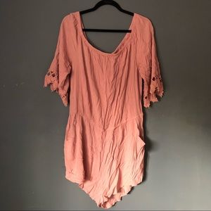 Plus Mid-Sleeve Short Romper